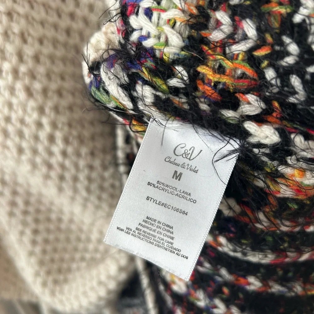 Chelsea‎ & Violet Wool Blend Fringe Boho Poncho Sweater Size Medium
